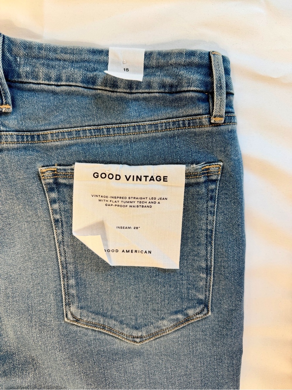 Good American Good Vintage Straight Leg Jeans - Light Blue Wash Size 15 NWT